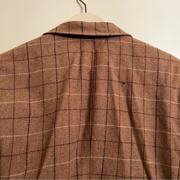 VTG Lauren Ralph Lauren Brown Plaid Blazer windowpane plaid elbow pads 6 - Picture 4 of 8